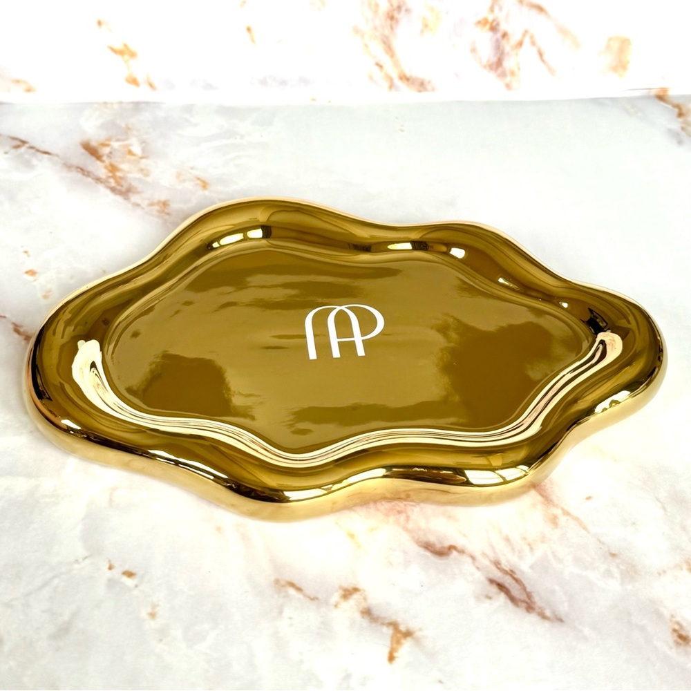 Amore Pacific Gold Ceramic Jewelry Tray Japanese Style Trinkets Home Decor NEW